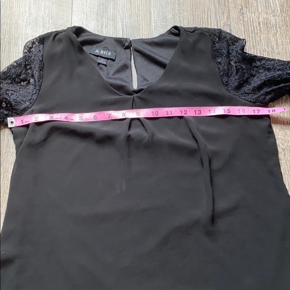 A.Byer Black dress with 3/4 lace sleeves M - Picture 6 of 7